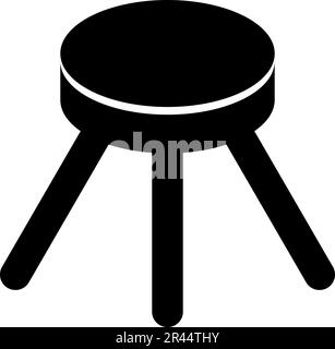 Stool with three legs furniture legged household concept icon black color vector illustration image flat style simple Stock Vector