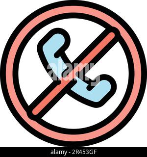 Blacklist reject call icon. Outline Blacklist reject call vector icon for web design isolated on white background color flat Stock Vector