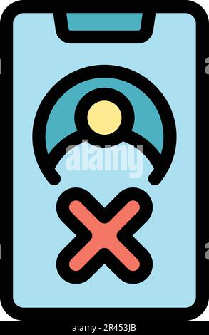 Blacklist blocked phone icon. Outline Blacklist blocked phone vector icon for web design isolated on white background color flat Stock Vector