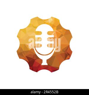 Microphone icon setting icon. Vector illustration. Flat design style Stock Vector