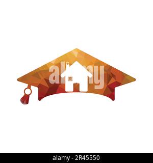 Graduation cap and house icon. Education and learning theme. Isolated design. Vector illustration Stock Vector