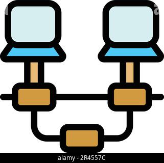 Computer network icon. Outline Computer network vector icon for web design isolated on white background color flat Stock Vector