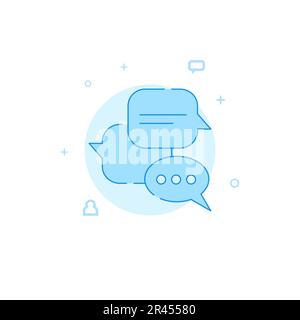 Chatting, chat, message, speech vector icon. Flat illustration. Filled line style. Blue monochrome design. Editable stroke. Adjust line weight. Stock Vector
