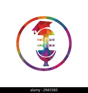 Microphone education vector logo design. Microphone education logo design. Stock Vector