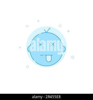 Dead kid vector icon. Flat illustration. Filled line style. Blue monochrome design. Editable stroke. Adjust line weight. Stock Vector