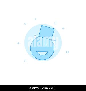 Man in top hat, magician vector icon. Flat illustration. Filled line style. Blue monochrome design. Editable stroke. Adjust line weight. Stock Vector