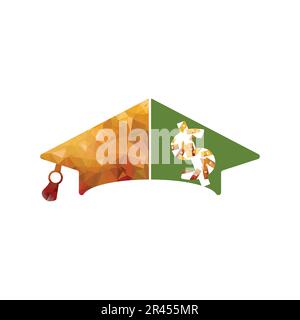 Graduation cap with United States Dollar icon. money education concept .Vector illustration. Stock Vector
