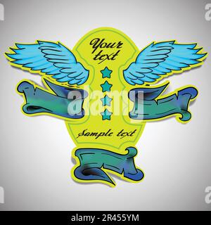 Tattoo Design with Wings Stock Vector