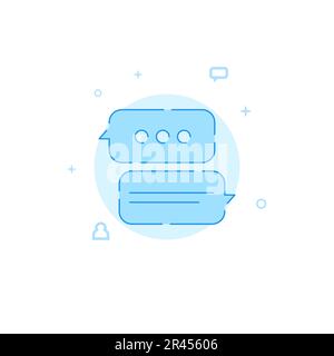 Chatting, chat message, speech vector icon. Flat illustration. Filled line style. Blue monochrome design. Editable stroke. Adjust line weight. Stock Vector