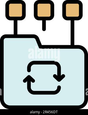 Filter search file folder icon. Outline Filter search file folder vector icon for web design isolated on white background color flat Stock Vector