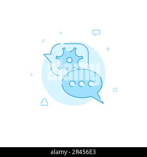 Contacting technical support vector icon. Flat illustration. Filled line style. Blue monochrome design. Editable stroke. Adjust line weight. Stock Vector