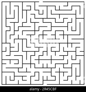 Original Black Labyrinth on White Background - Simple Illustration with a Maze - Pattern for Educational Magazines, Newspapers, Books Stock Vector