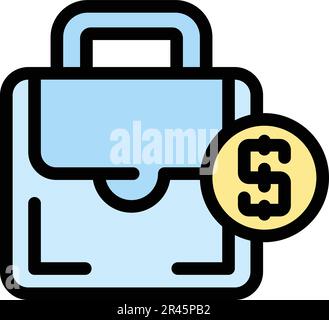 Suitcase money icon. Outline Suitcase money vector icon for web design isolated on white background color flat Stock Vector