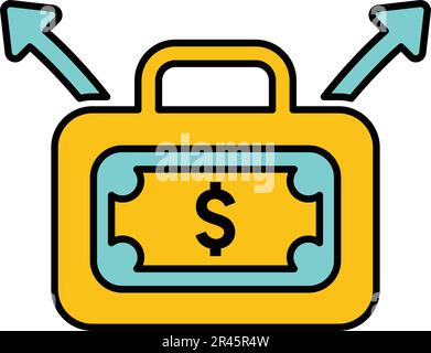 Dollars suitcase icon. Simple vector illustration for web, print files, graphic or commercial purposes. Stock Vector