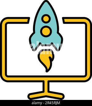 Launch project, start up icon - Beautiful vector design. Perfect use for web, print media, online design, commercial use or any kind of design project Stock Vector