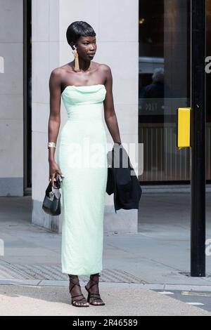 London, UK. 18th May, 2023. Model Adhel Bol arrives for the British Fashion Council (BFC) / Vogue Designer Fashion Fund event at 180 Studios. Credit: Stock Photo