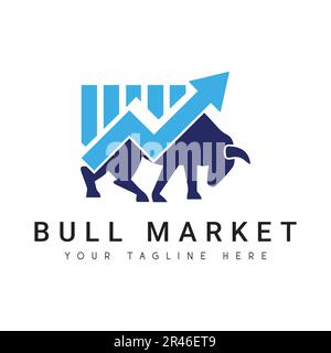Stock Market Bull Trading Logo Design Finance Graph Accounting Market Stock Vector