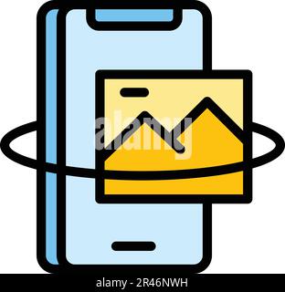 Digital vr icon. Outline Digital vr vector icon for web design isolated on white background color flat Stock Vector