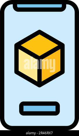 Square vr icon. Outline Square vr vector icon for web design isolated on white background color flat Stock Vector