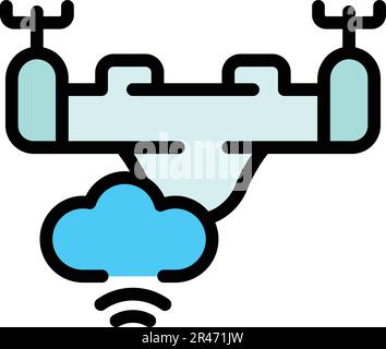 Wireless drone icon. Outline Wireless drone vector icon for web design isolated on white background color flat Stock Vector