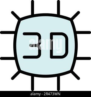 3d vision icon. Outline 3d vision vector icon for web design isolated on white background color flat Stock Vector