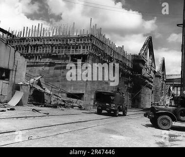 Unfinished German submarine pen at Cherbourg Stock Photo