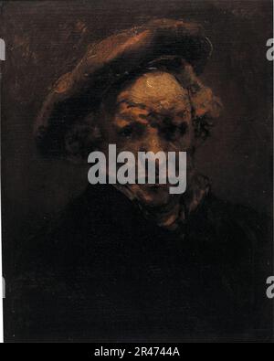 Unfinished Self-Portrait, Rembrandt van Rijn, c. 1659, Musée Granet, Aix-en-Provence Stock Photo