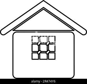 Prison jail gaol House with grate on window citadel home contour outline line icon black color vector illustration image thin flat style simple Stock Vector