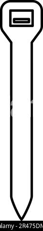 Cable tie zip building material contour outline line icon black color vector illustration image thin flat style simple Stock Vector