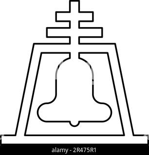 Church bell beam concept campanile belfry contour outline line icon black color vector illustration image thin flat style simple Stock Vector