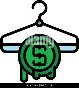 Laundry money hanger icon. Outline Laundry money hanger vector icon for web design isolated on white background color flat Stock Vector
