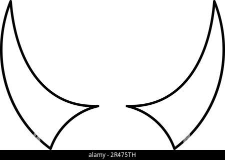 Horn of devil horns monster from hell Halloween carnival concept demon satan evil contour outline line icon black color vector illustration image Stock Vector