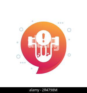 Clog in pipe warning icon, vector Stock Vector