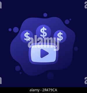 Video monetization icon, vector design Stock Vector