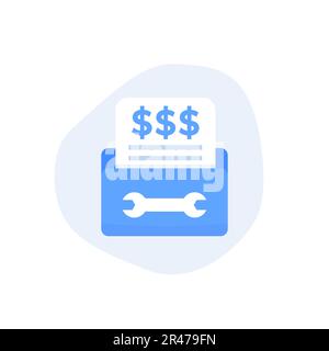 repair bills icon, flat vector Stock Vector