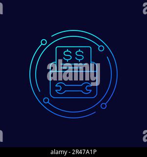 repair bills icon, linear design Stock Vector