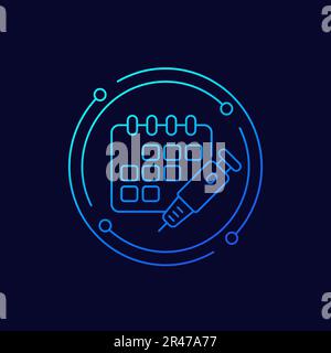 insulin injection schedule icon, linear design Stock Vector