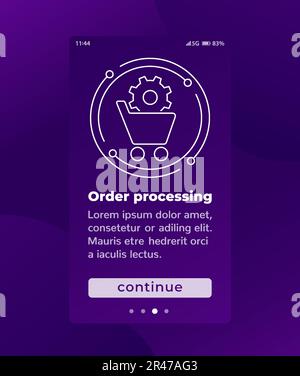 order processing mobile app page screen Stock Vector