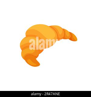 Tasty croissant. Traditional french food. Baked sweet dessert for breakfast. Vector illustration isolated on white background. Stock Vector