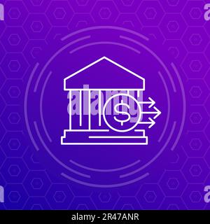 bank deposit drain icon, line vector Stock Vector