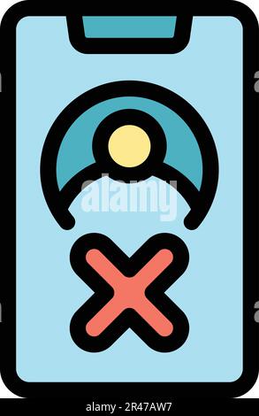 Blacklist blocked phone icon. Outline Blacklist blocked phone vector icon for web design isolated on white background color flat Stock Vector