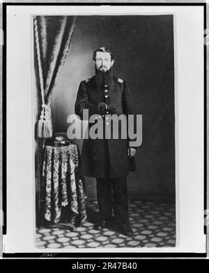 Unidentified Union officer, full-length portrait with right hand in coat, facing front Stock Photo