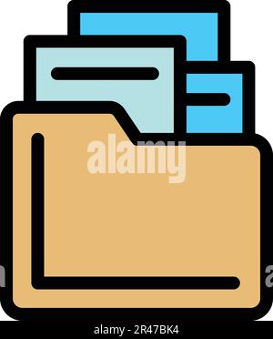 File folder icon. Outline File folder vector icon for web design isolated on white background color flat Stock Vector