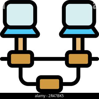 Computer network icon. Outline Computer network vector icon for web design isolated on white background color flat Stock Vector