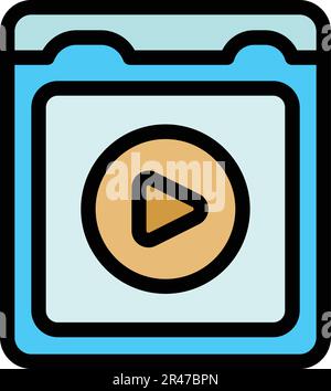 Video file icon. Outline Video file vector icon for web design isolated on white background color flat Stock Vector