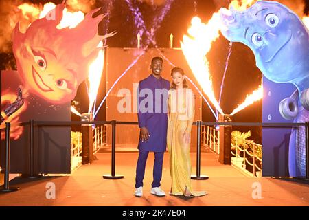 Mamoudou Athie and Leah Lewis attending the photocall for Elemental during the 76th Cannes Film Festival in Cannes, France. Picture date: Friday May 26, 2023. Photo credit should read: Doug Peters/PA Wire Stock Photo