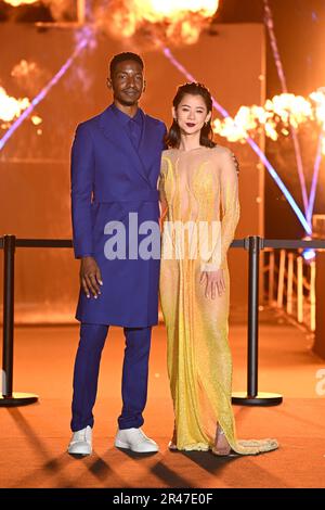 Mamoudou Athie and Leah Lewis attending the photocall for Elemental during the 76th Cannes Film Festival in Cannes, France. Picture date: Friday May 26, 2023. Photo credit should read: Doug Peters/PA Wire Stock Photo