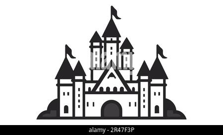 Vector black castle icon, logo. Vector illustration isolated on white ...
