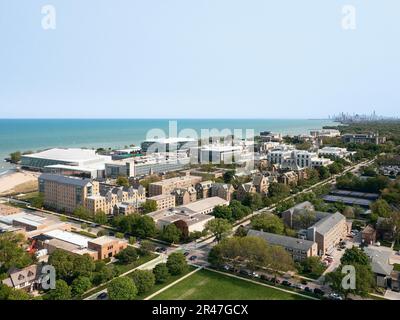 Aerial view of Northwestern University Stock Photo