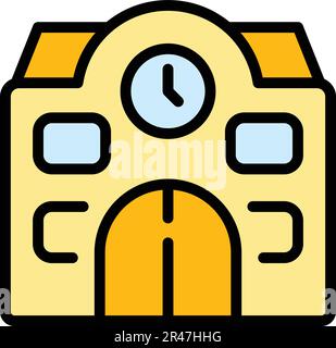 Education building icon. Outline Education building vector icon for web design isolated on white background color flat Stock Vector